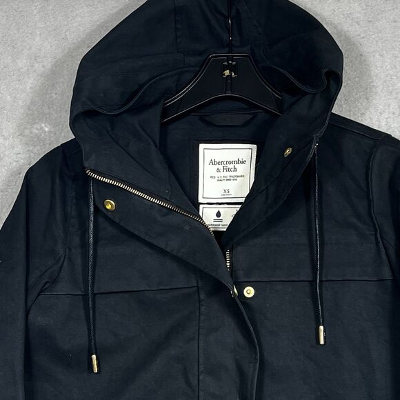 Abercrombie & Fitch Jacket Hooded Women’s XS Black Waterproof Wind Resistant - Picture 2 of 11